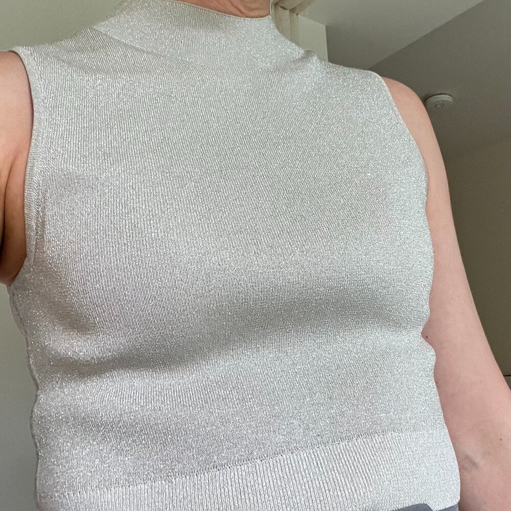 COS silver metallic crop top